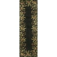 thumbnail image 1 of 2' x 8' Black Tropical Leaves Bordered Wool Indoor Runner Rug, 1 of 4