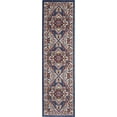 thumbnail image 1 of 2â€™ x 8â€™ Blue and Ruby Medallion Runner Rug, 1 of 6