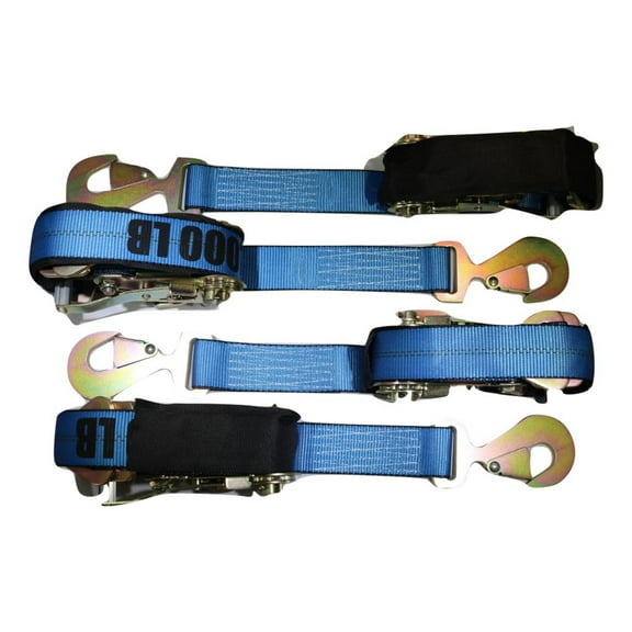 2" x 8 Ft Axle Wrap Auto Tie Down Ratchet Strap w/ Snap Hooks, BLUE | 4 PACK