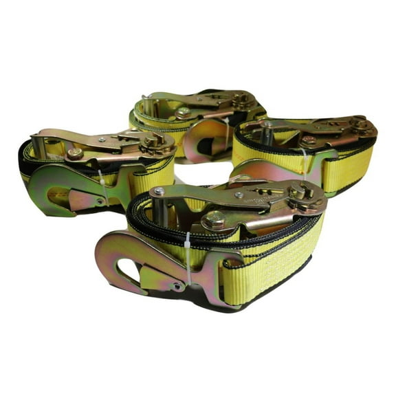 2" x 8 Ft Axle Wrap Auto Tie Down Ratchet Straps w/ Snap Hooks YELLOW | 4 PACK