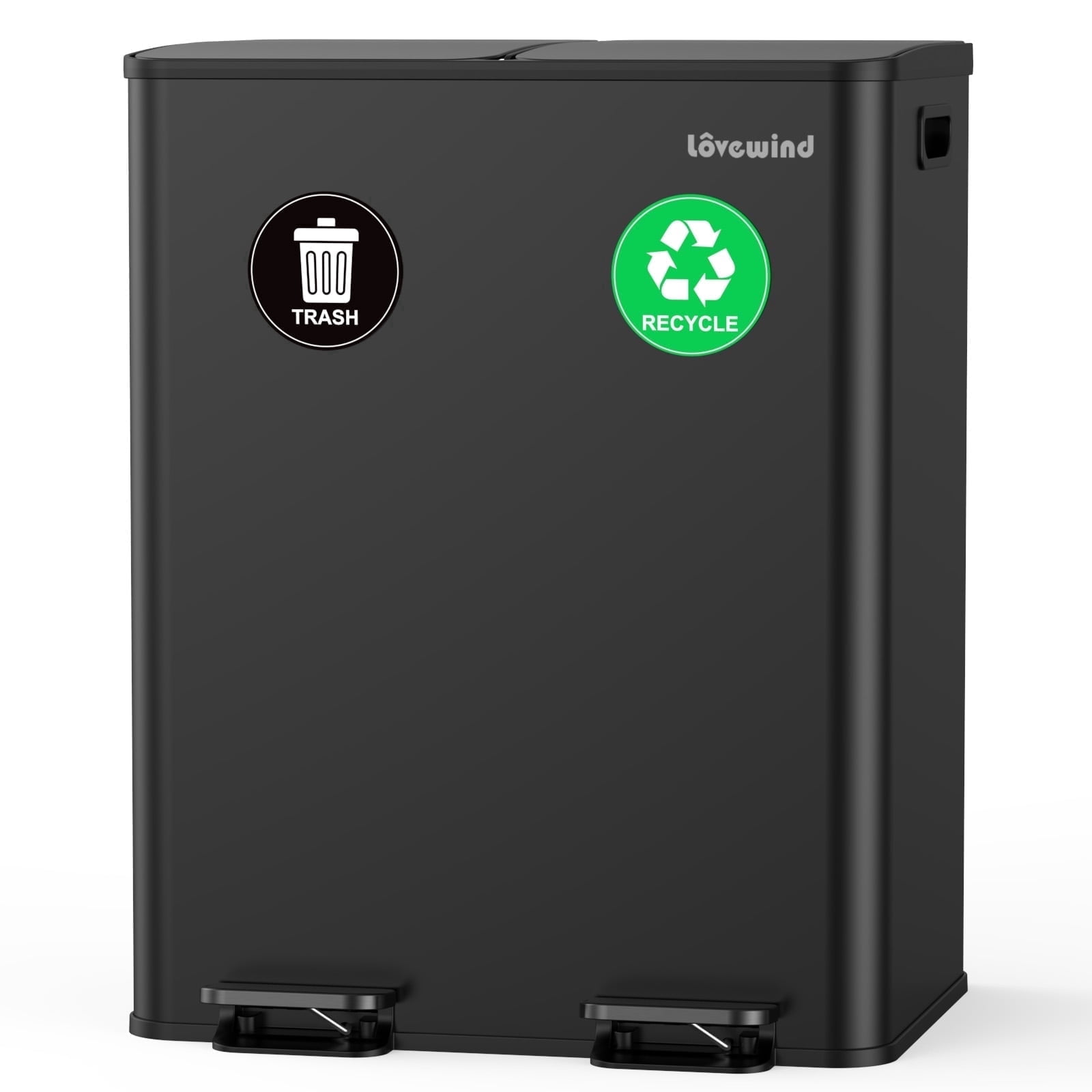 2 x 8 Gallon Kitchen Trash Can, Step Garbage Can Stainless Steel, Trash and Recycle Bin for Kitchen, Dual Compartment Recycling