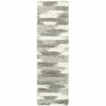 thumbnail image 1 of 2â€™ x 8â€™ Gray and Ivory Geometric Pattern Runner Rug, 1 of 2