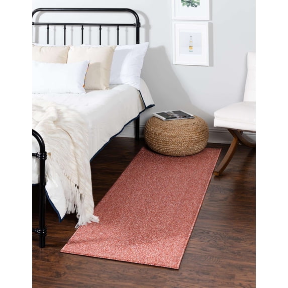 2' x 8' New Area Rug Solid Runner Rug Rust Red