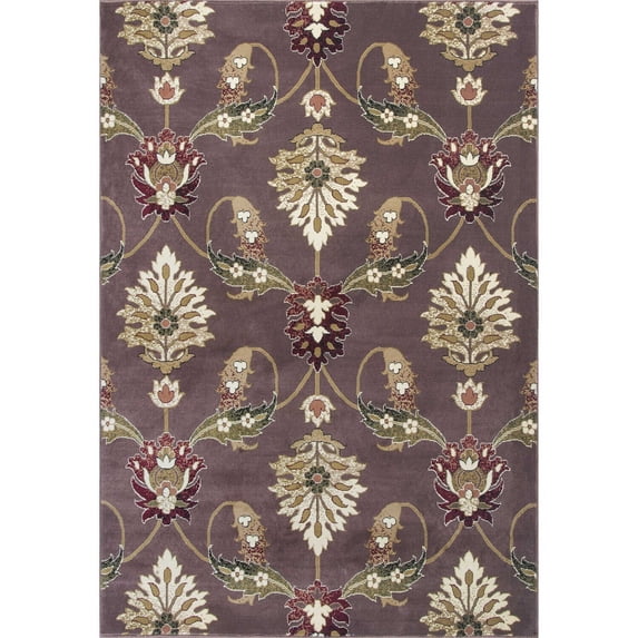 2' x 8' Plum Floral Traditional Runner Rug