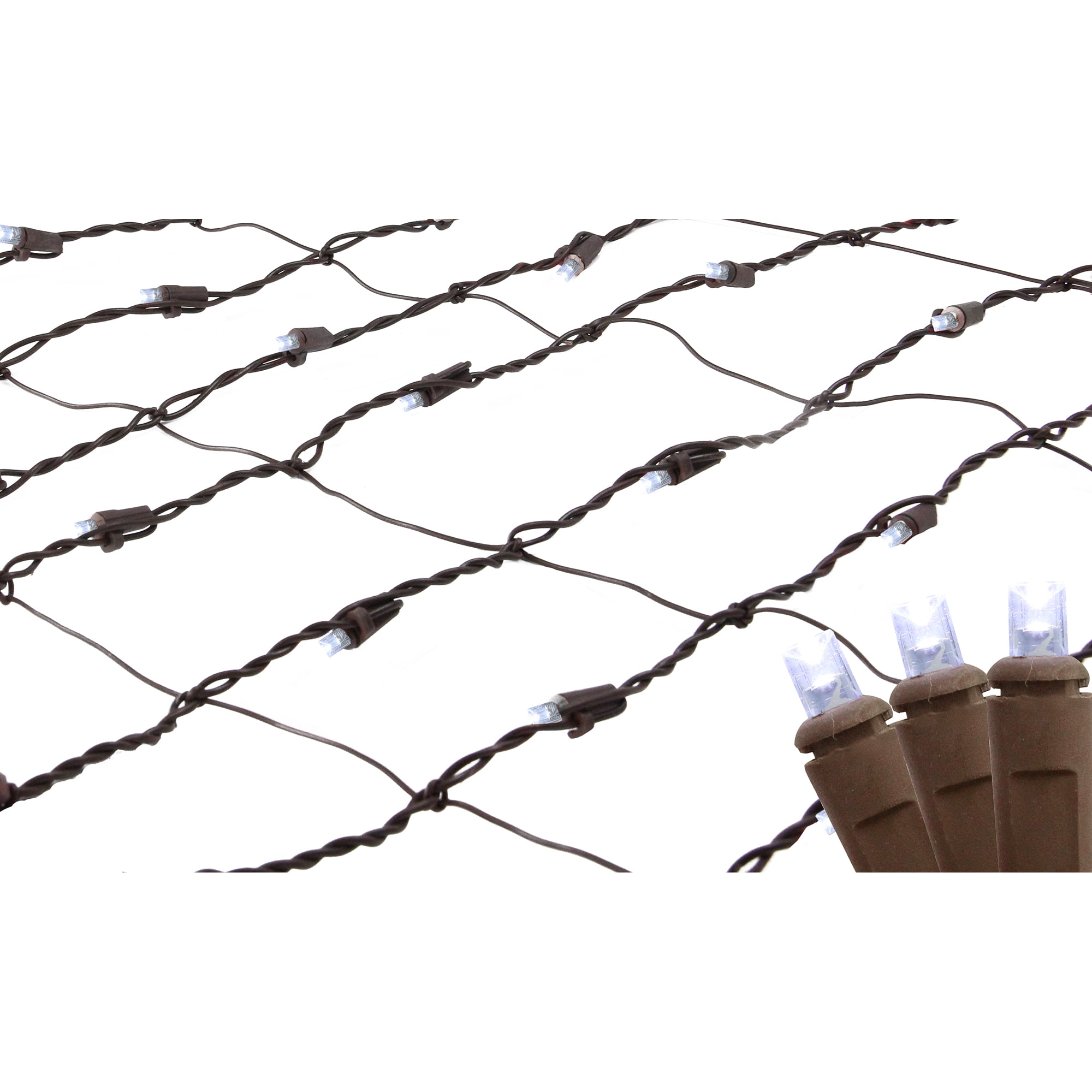 Northlight Net Style LED Tree Trunk Wrap Christmas Lights - 2' x 8' - Pure White - Brown Wire