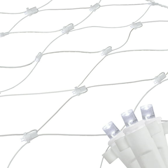 Northlight LED Net Style Column Wrap Christmas Lights - 2' x 8' - Pure White - White Wire