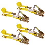 2" x 8' Ratchet Strap w/ Short Wide Ratchet & Flat Snap Hooks (Yello