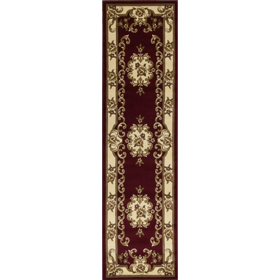 2' x 8' Red or Ivory Medallion Runner Rug