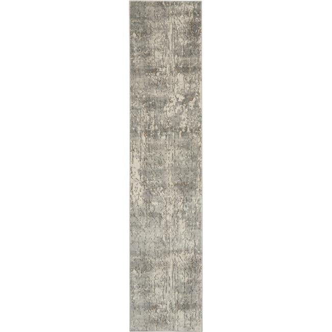 2 x 8 ft. Abstract Power Loom Non Skid Runner Rug, Beige & Grey