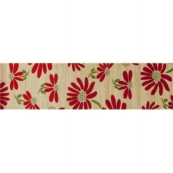 2 x 8 ft. Antigua Collection Spring Daisy Woven Area Rug, Beige