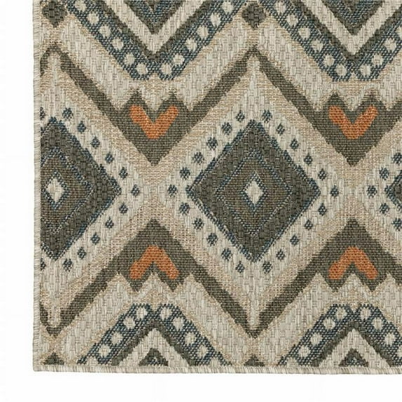 2 x 8 ft. Gray Geometric Stain Resistant Indoor & Outdoor Rectangle Area Rug - Gray - 2 x 8 ft.