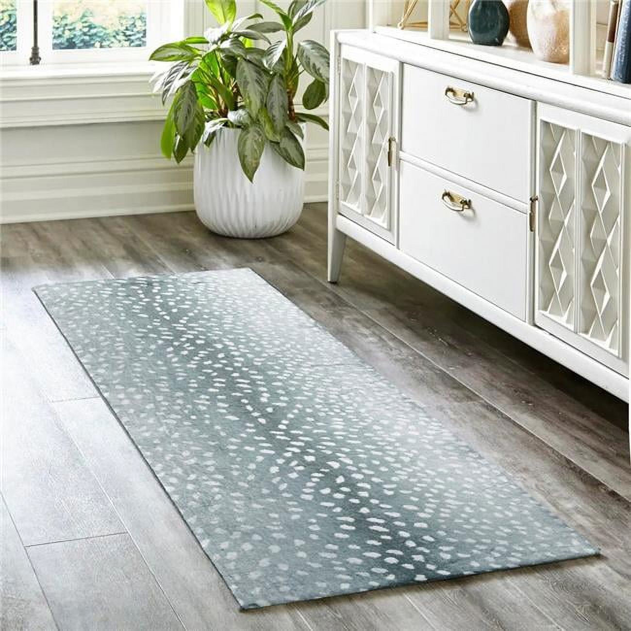 2 x 8 ft. Grey Gazelle Print Shag Handmade Non Skid Runner Rug ...