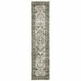 thumbnail image 1 of 2 x 8 ft. Ivory Gray Black & Ivory Oriental Power Loom Stain Resistant Runner Area Rug, 1 of 1