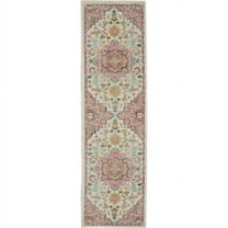 2 x 8 ft. Ivory & Pink Medallion Scatter Area Rug