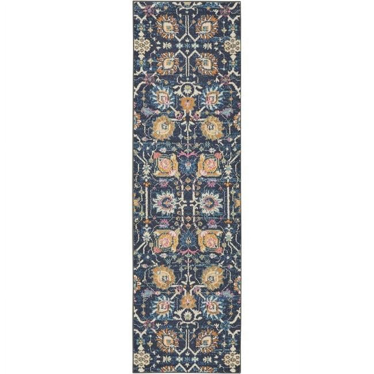2 x 8 ft. Navy Blue Floral Buds Runner Rug - Walmart.com