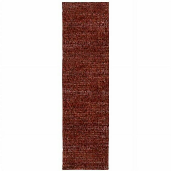 2 x 8 ft. Red Gray Deep & Charcoal Power Loom Stain Resistant Runner Area Rug