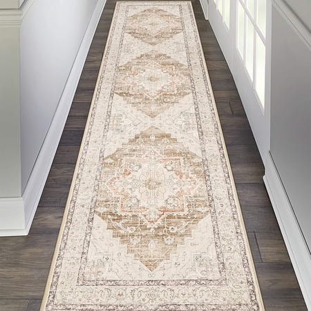 2 x 8 ft Washable Hallway Runner Rugs, Non-Slip Soft Kitchen Rug Runner Laundry Room Rug, Vintage Floor Runner for Kitchen Entryway Laundry Room