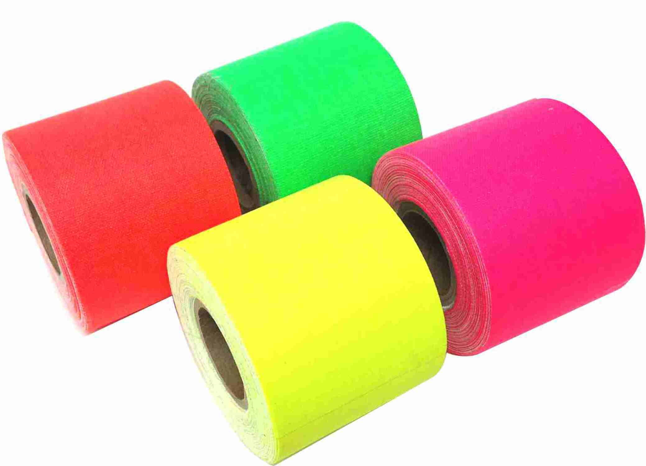 2" x 8 yard ASSORTED NEON COLORS - ORANGE, PINK, GREEN, YELLOW - 4 Pack
