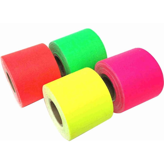 2" x 8 yard ASSORTED NEON COLORS - ORANGE, PINK, GREEN, YELLOW - 4 Pack