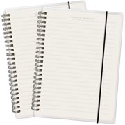 2 x A5 College Transparent Hardcover Spiral Notebooks, 8x5.7 Inches for Journals Planners, Students and Adults, 140 pages (70 sheets) Horizontal Line Inset for Travel, School and Home