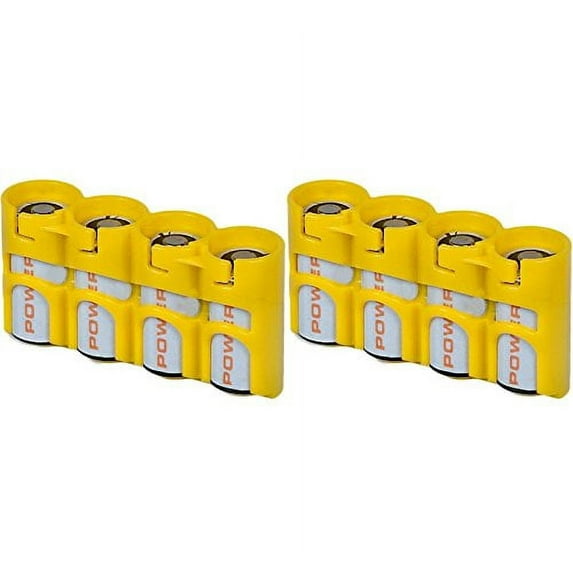 2 x Battery Cases By Powerpax Slim Line "CR123" Battery Caddy, Yellow - Each Holds 4 "CR123" Batteries