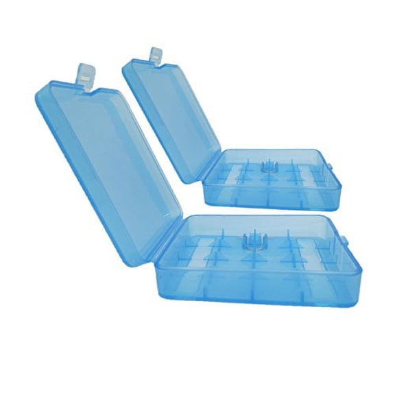 2 x Blue Plastic Protective Storage Case Holder for 4 x 18650 Batteries OR 8 CR123A Batteries