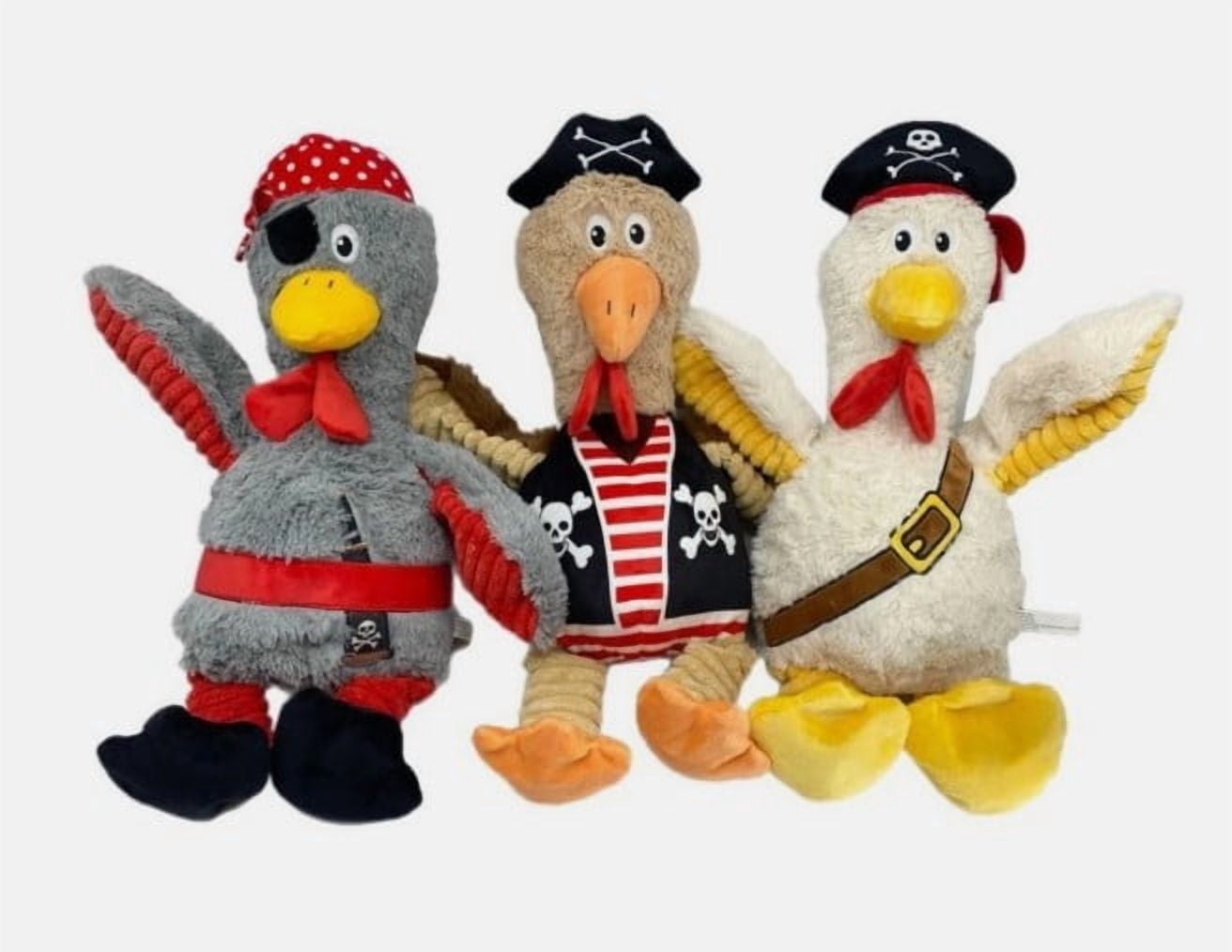 Think dog Pirate Chicken Dog Toy (Set of 2) - Squeaky Plush – 18" Tall - Large