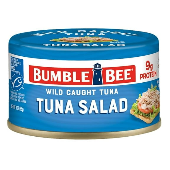 2 x Bumble Bee Snackers - Tuna Salad, 3 oz Easy Open Can - 9g Protein per Serving - Wild Caught Skipjack Chunk Light Tuna Pack - No Draining, Ready to Eat