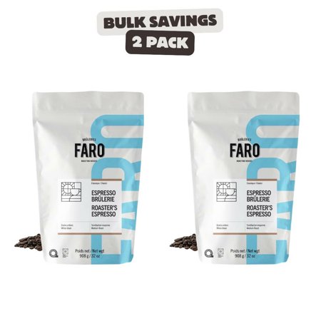 2 x Café FARO Roaster's Espresso Coffee, Medium Roast Arabica Whole Coffee Beans, Kosher Certified Expresso Coffee Beans, South Central America Sourced Coffee Bean - (908G/32oz)