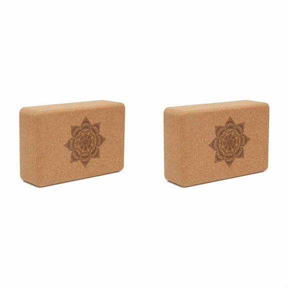 2 x Cork yoga fitness brick-As Shown