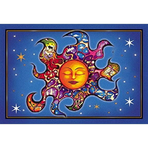 2 x Dan Morris - Sleeping Sun Aura Primitive Tribal Postcards - 6'' x 4'' Inches