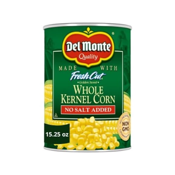 2 x Del Monte Canned Golden Sweet Whole Kernel Corn No Salt Added, 15.25 oz