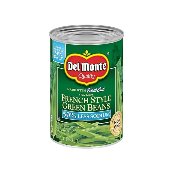 2 x Del Monte Canned Low Sodium Fresh Cut Green Beans, 14.5 Ounce