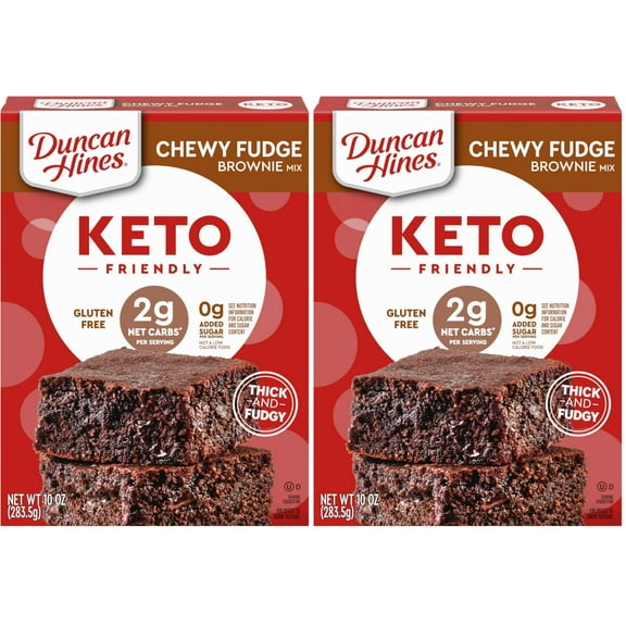 2 x - Duncan Hines Keto Friendly Chewy Fudge Brownie Mix, Gluten Free, Zero Sugar Added, 10 oz (Pack of 2)