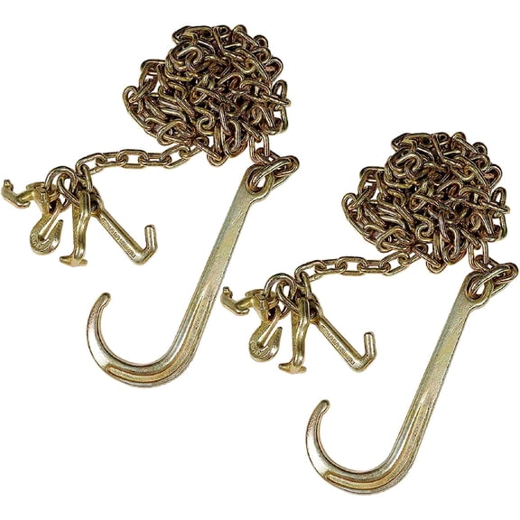 2 x G70 5/16x10 ft J Hook Tow Chain Heavy Duty w/RTJ Grab Hook