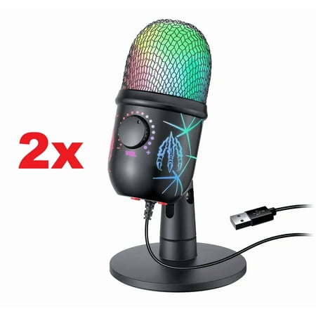 2 x Gaming Microphone USB Computer for PC Mac PS4/5 Condenser Podcast RGB
