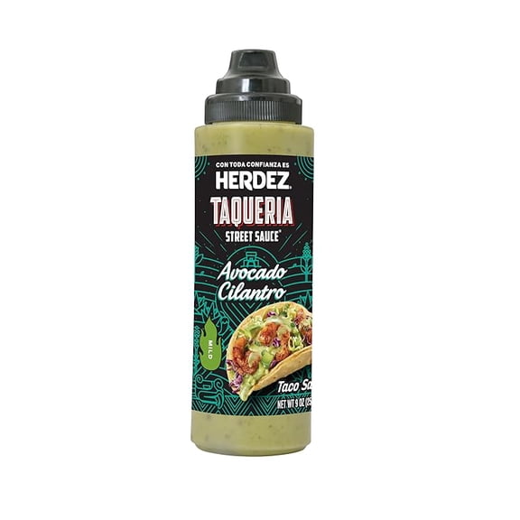 2 x HERDEZ TAQUERIA STREET SAUCE, Avocado Cilantro, Mild, 9 oz Squeeze Bottle Creamy & Fresh Taco Sauce