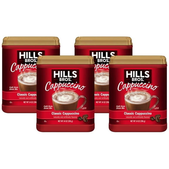 2 x - Hills Bros Instant Decadent Classic Cappuccino Mix with a Hint of Sweetness, Easy to Use and Convenient, Enjoy Coffeehouse Flavor at Home, Frothy, 14 Oz (Pack of 4)