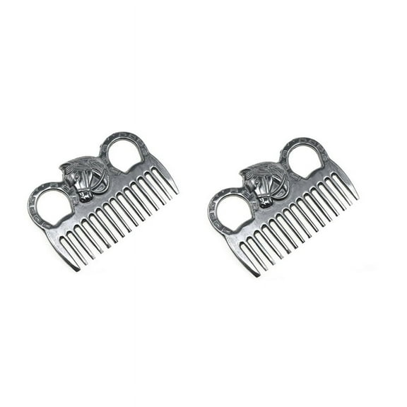 2 x Horsehair Metal Comb-As Shown