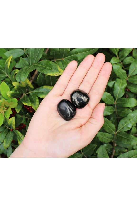 2 x Jet Tumbled Stone (Crystal Healing Reiki Mataphysical Gemstone)
