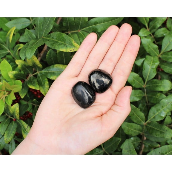 2 x Jet Tumbled Stone (Crystal Healing Reiki Mataphysical Gemstone)