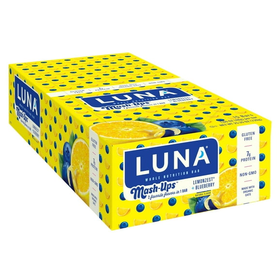 2 x - LUNA Bar - Mash-Ups LemonZest + Blueberry Flavor - Snack Bars - Non-GMO - Gluten-Free Protein Bars - Made with Organic Oats (15 Pack)