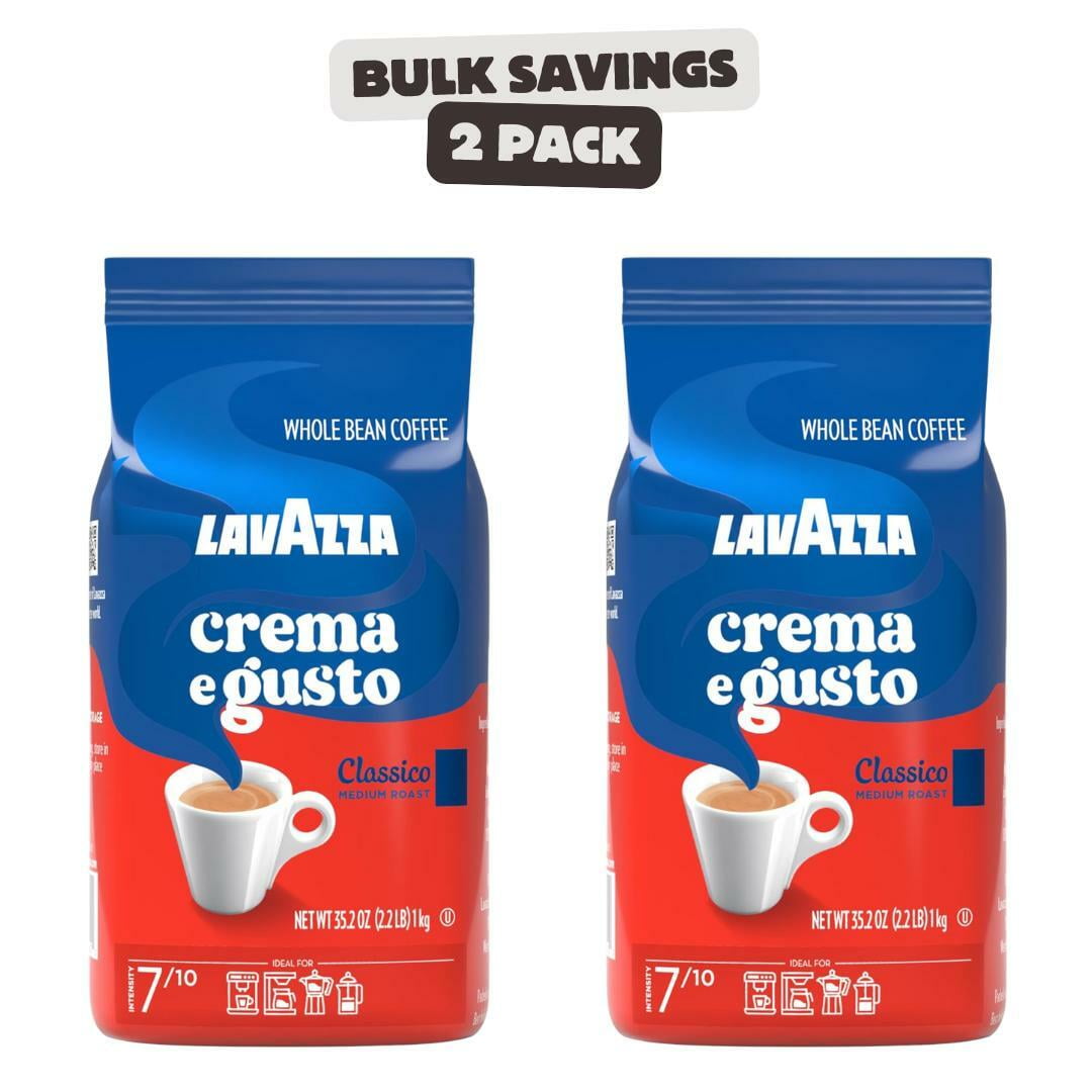 2 x Lavazza Crema E Gusto Whole Bean Coffee Dark Roast 1 kg Bag