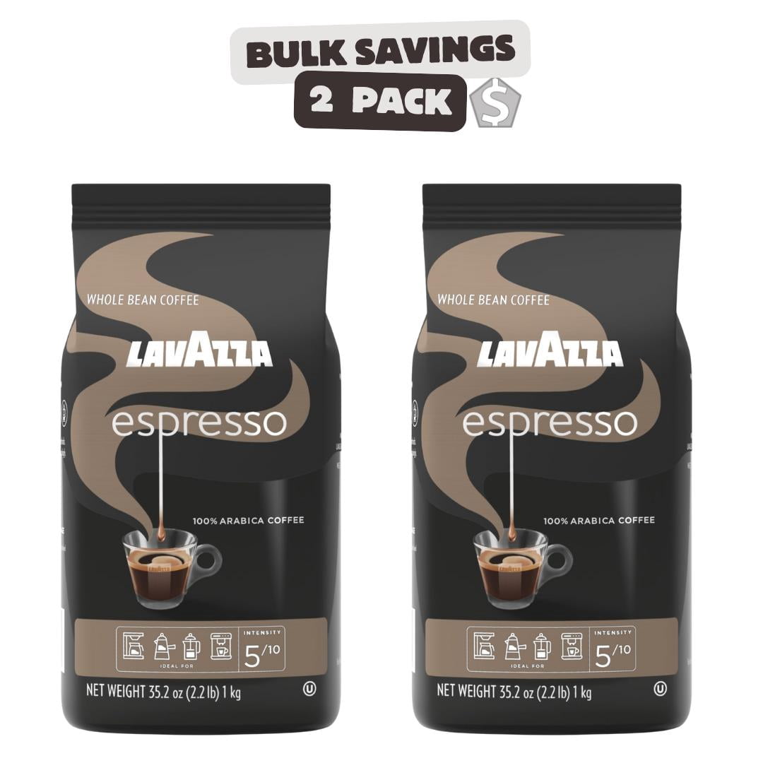 2 x - Lavazza Espresso Whole Bean Coffee, Medium Roast, 100% Arabica, 2.2 lb Bag