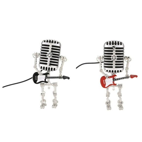 2 x Microphone Robot Desk Lamp-Black&Red