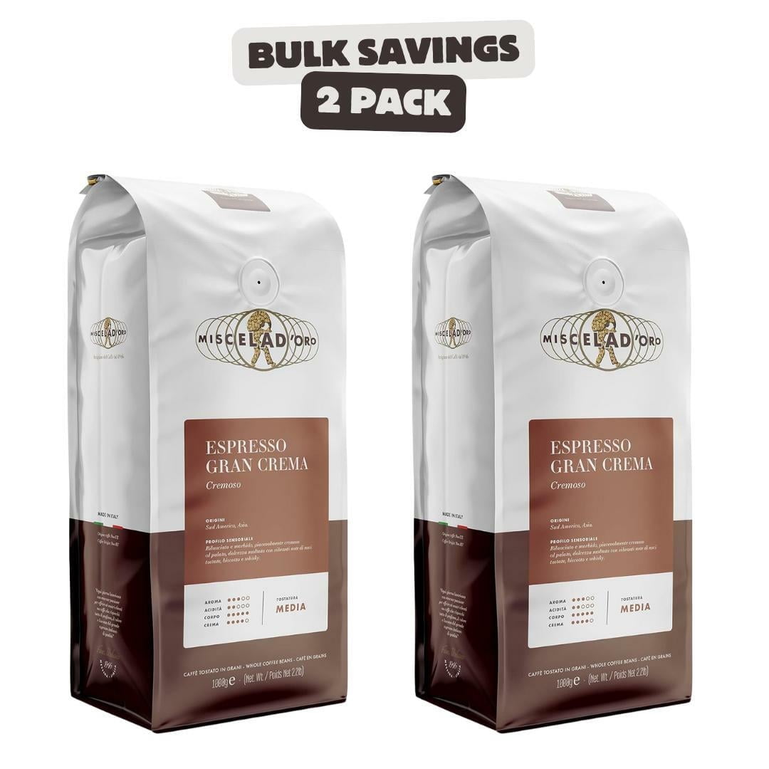2 x Miscela D-Oro Gran Crema Whole Bean Coffee for Rich Authentic Italian Espresso, 1 kg