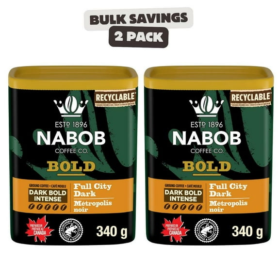 2 x Nabob Dark Bold Roast Full City Dark Ground Coffee, 340g Canister