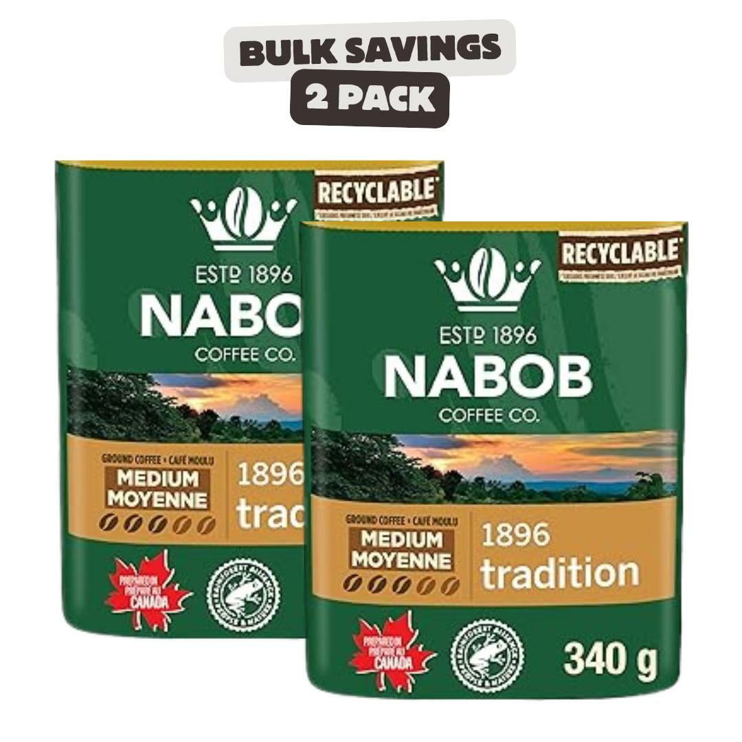 2 x Nabob Medium Roast 1896 Tradition Ground Coffee, 340g Canister ...