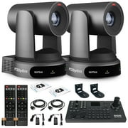 2 x PTZOptics Move 4K SDI/HDMI/USB/IP PTZ Camera with 30x Optical Zoom Gray PT30X-4K-GY-G3 + PTZOptics SuperJoy PTZ Camera Joystick Controller + 2 x Universal Wall Mount Black