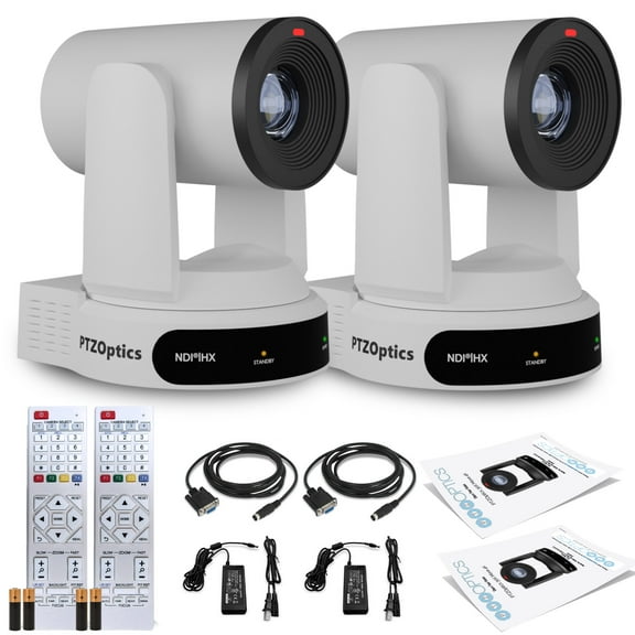2 x PTZOptics Move 4K SDI/HDMI/USB/IP PTZ Camera with 30x Optical Zoom (White) (PT30X-4K-WH-G3)